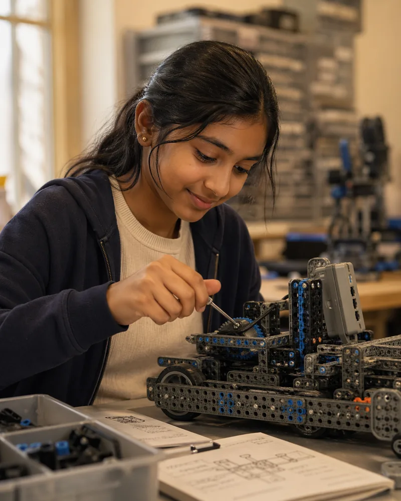 Student at work on a VEX robot